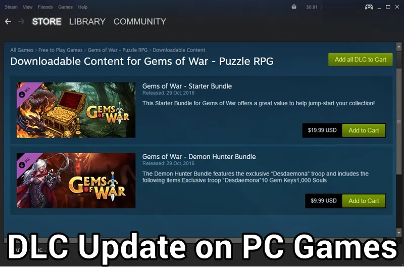 DLC Update on PC Games